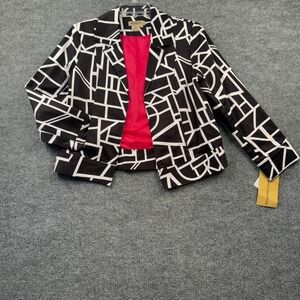 NWT Patrick Christopher Womens Size Medium Geometric Cotton Sateen Blazer Jacket